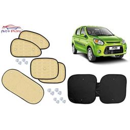 Auto Pearl 6 Pcs PVC &a; Mesh Beige Window, Front &a; Rear Sun Shade Set for Maruti Suzuki Alto 800 New-picture-36