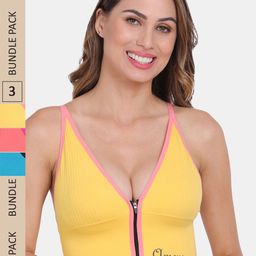 Amour Secret Pack Of 3 Lightly Padded & Non-Wired Seamless Workout Bra-image-14