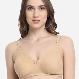 VStar Women Beige Seamless Medium Support Medium Coverage Double Layered T Shirt Bra-image-81