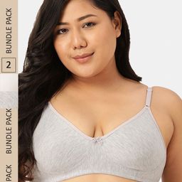 Sztori Pack of 2 Cotton Seamless Non-Padded Bra SZ-P-COOL-WHT-M.GR-2-picture-22