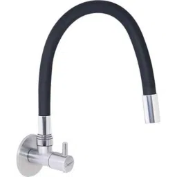 Logger Brass Polished Finish Sink Cock with Flexible Silicone Swivel Spout, ‎BLACK-SP-1-25
