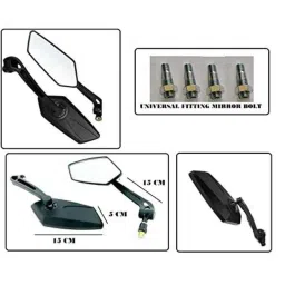 AOW Fancy Small 5 Edge Rear View Mirror for TVS Star HLX 125 (Pack of 2)-47