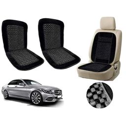 Auto Pearl PU, Velvet &a; Wooden Beads Black Rectangular Seat Cushion for Mercedes Benz C200 (Pack of 2 )-image-62