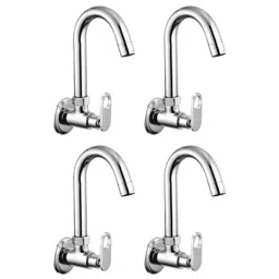 Drizzle Oreo 1/2 inch Brass Chrome Finish Form Flow Kitchen Sink Tap with Quarter Turn &a; 360 deg Moveable Spout (Pack of 4)-image-2