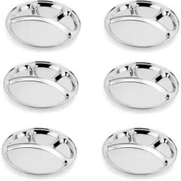 Classic Essentials CE-Partition-Round 4 in 1 Compartments Stainless Steel Dinner Plates (Pack of 6)-picture-7