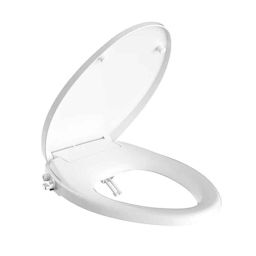 AquaSpa 49x36cm Polypropylene White Oval Non-Electric Bidet Toilet Seat Cover with Dual Self Cleaning Nozzles, AS2001-image-3