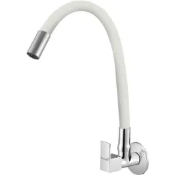 Prestige Orion Brass Chrome Finish White Flexible Sink Cock with Wall Flange-image-38