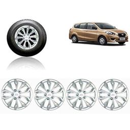 Auto Pearl 4 Pcs 13 inch ABS Silver Car Wheel Cover Set for Datsun Go Pls-picture-8