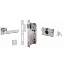Dorset ML Series Fabio 70mm Stainless Steel Silver Chrome Finish Door Handle Lock Set with Both Side Key Cylinder (Pack of 2)-picture-37