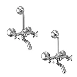 ZAP Caster Brass Chrome Plated Wall Mixer with Provision for Overhead Shower &a; Long Bend Pipe (Pack of 2)-image-97