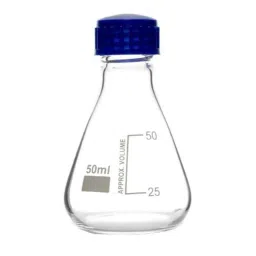 ABGIL 50ml Borosilicate Glass Erlenmeyer Narrow Conical Flask with Screw Cap, ABG1523-18
