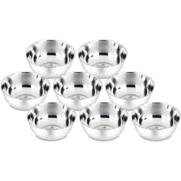 Classic Essentials 150ml Stainless Steel Silver Permanent Maple Design Vegetable Bowl (Pack of 8)-picture-9
