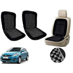Auto Pearl PU, Velvet &a; Wooden Beads Black Rectangular Seat Cushion for Maruti Suzuki Swift Dezire Type-2 (Pack of 2 )-14