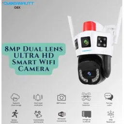 Cybernautt O8X 8MP Dual Lens HD PT Smart WiFi Camera with Colour Night Vision, Human Detect, Motion Detect, Two Way Audio &a; Support SD Upto 256GB image 2