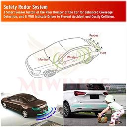 Miwings Car Reverse Parking Sensor Auto Radar System Distance Detection With Led Display And 4 Sensors, Ultrasonic Buzzer Warning, Universal For All Car Silver Sensor image 2