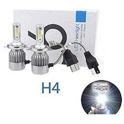 Meenu Arts C6 H-4 All in One Compact Design 36W/3800LM LED Headlight Conversion Kit Car High/Low Beam Bulb Driving Lamp 6500K (Pack of 2) White for Honda Shine SP-27