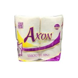 Axon 300 Pulls 10x10cm 3 Ply 4-in-1 Smooth Plain Toilet Paper Roll, ASM4 (Pack of 4)-0