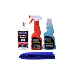 Indopower Ff745 250ml Tyre Shiner Spray, 250ml Car Shampoo, 100g Scratch Remover &a; Blue Microfiber Cloth Kit, AHh747-image-90