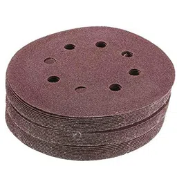 H9 50 Pcs 125mm P80 8 Hole Aluminium &a; Rubber Hook &a; Loop Sanding Disc Sandpaper Set-9
