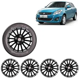 Auto Pearl 4 Pcs 14 inch ABS Black &a; Silver Press Fit Wheel Cover Set for Maruti Suzuki Swift New-image-55
