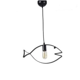 Tucasa Iron Fish Shaped Pendent Light with Black Shade, HG-23-18