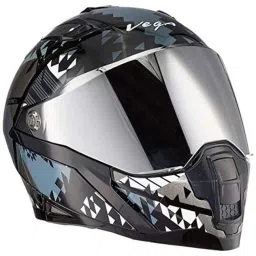 Vega Storm Atomic ABS Black &a; Silver Motocross Helmet, Size: L-picture-28