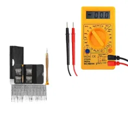 Hillgrove HGCM463M1 AC-DC Voltage Ohm Electronic Digital Mini Multimeter &a; 25-in-1 Precision Screwdriver Set Combo, HGCM830-5