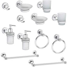 Aligarian 12 Pcs Stainless Steel &a; Glass Blur Finish Bathroom Accessories Combo-image-6
