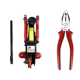 Hukums 2 Ton Mild Steel Hydraulic Floor Trolley Jack &a; 8 inch Combination Plier Combo with Box for Domestic Usage-image-17