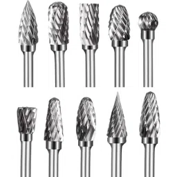 MECRAAF 10 Pcs 0.25 inch Tungsten Carbide Steel Double Cut Rotary Burrs Set for Grinding Machine-2