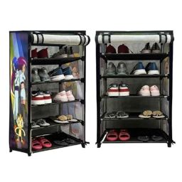 Philoshop 5 Shelves Metal Modular Shoe Rack with 100 GSM Non Woven &a; Pokemon Cartoon Print Fabric-image-22