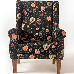 Chumbak Black Printed Begum Wing Chair-image-13