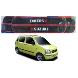 SureStrive 4 Pcs PVC &a; Rubber Black Car Door Sill Plate Set for Maruti Suzuki Old WagonR All Model-image-36