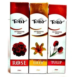 Toby 3 Pcs 270ml Rose, Tulip &a; Lilly Long Lasting Fragrance Air Freshener Spray Set-image-35