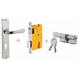 Dorset ML Series Lily 60mm Stainless Steel Silver Chrome Finish Door Handle Lock Set with Both Side Key Cylinder, ML LY (Pack of 4)-picture-11