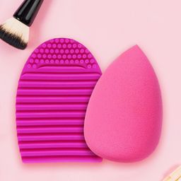 MATRA Makeup Brush Cleaner Egg & Beauty Makeup Sponge Combo - Pink-19
