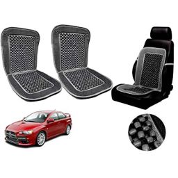 Auto Pearl PU, Velvet &a; Wooden Beads Grey Rectangular Seat Cushion for Mitsubishi Lancer (Pack of 2 )-image-64