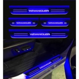 SureStrive 4 Pcs Acrylic Car Side Footstep Set with Blue LED Door Sill Scuff Plate for Jeep Wrangler All Model-42