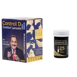 Control D 25 Pcs Blood Glucose Test Strips &a; 100 Pcs Comfort Lancets Combo-8