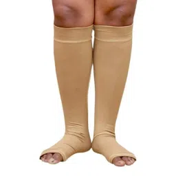Kudize 2 Pcs Cotton Compression Beige Calf &a; Knee Support Set, Size: L-33