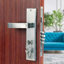 Saze Fasino 10 inch Stainless Steel Matt Finish Cylindrical Plate 4 Bullet Pin Mortise Door Lock Handle Set with 3 Computer Keys-image-86