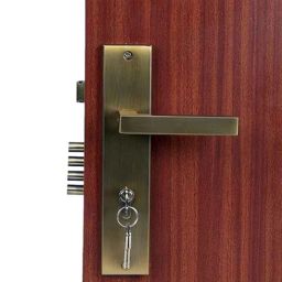 Homexpert LB201 10 inch 60mm Stainless Steel Antique Brass Finish Cylindrical Plate Both Side Key Mortise Door Lock Set-image-98