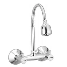 Anatomix Aqua Brass Silver Chrome Finish Wall Mounted Sink Mixer with Modular Shower Spout-picture-0
