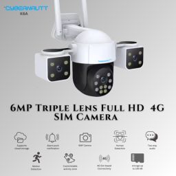 Cybernautt K6A 6MP Triple Lens Ultra HD PT 4G Sim Camera with Human Detect, Motion Detect, 2 Way Audio, Notification, Alarm &a; Support 128GB SD image 4