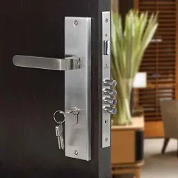 Saze 10 inch Stainless Steel Matt Finish Cylindrical Plate One Side Key Mortise Door Lock Handle Set with 3 Keys, LB-303-image-99