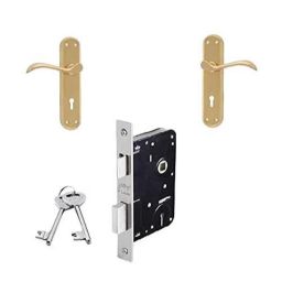 Godrej Venus 6 Lever Brass Handle with Lock Set, 7297-image-1