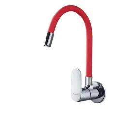Aquieen Brass &a; Silicon Red Chrome Finish Sink Cock with Flexible Spout-17