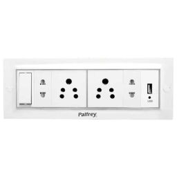 Palfrey 5A 2 Socket White Polycarbonate Extension Board with Two Pin &a; USB Socket, Master Switch &a; 3m Wire, 53 USB-25