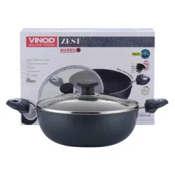 Vinod Zest Marbilo 3.1 Litre Induction Friendly Deep Kadhai with Lid, ZMDK240 (Pack of 3) image 2