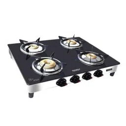 Maharaja Whiteline Belenus 4B 4 Burners Black &a; Silver Toughened Glass Gas Stove-picture-0